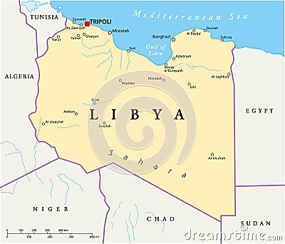 Libya Political Map Vector Illustration