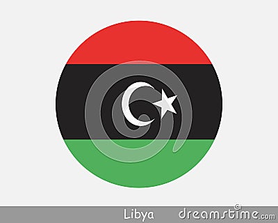 Libya Round Circle Flag. Libyan Circular Button Banner Icon. EPS Vector Vector Illustration