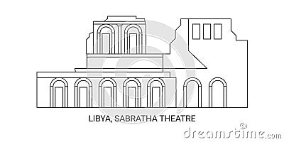 Libya, Sabratha Theatre, travel landmark vector illustration Vector Illustration