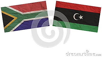 Libya and South Africa Flags Together Paper Texture Illustration Stock Photo