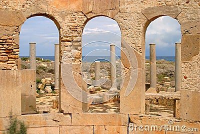 Libya Tripoli Leptis Magna Roman archaeological site - UNESCO World Heritage Stock Photo