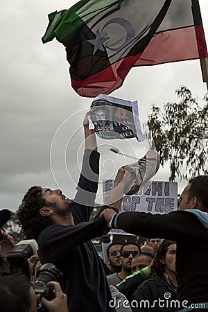 Libyan Embassy Protest Editorial Stock Photo