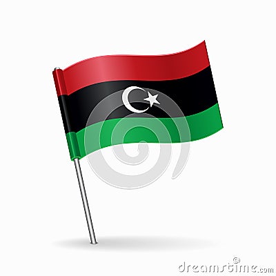 Libyan flag map pin pointer layout. Vector. Vector Illustration