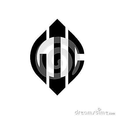 LIC circle letter logo design with circle and ellipse shape. LIC ellipse letters with typographic style. The three initials form a Vector Illustration