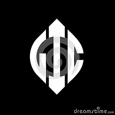 LIC circle letter logo design with circle and ellipse shape. LIC ellipse letters with typographic style. The three initials form a Vector Illustration