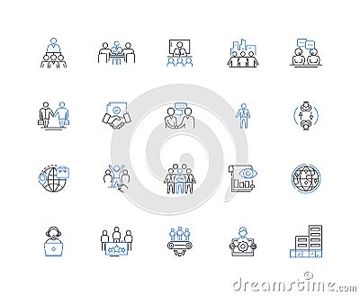 Licenced operation line icons collection. Compliance, Legal, Certified, Regulation, Authority, Accredited, Authorized Vector Illustration