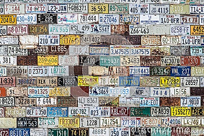 License plate background texture pattern wall Editorial Stock Photo