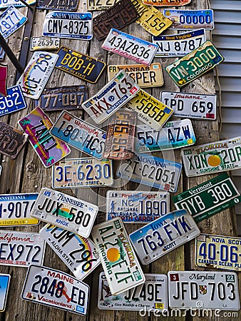 License plates from many states Editorial Stock Photo