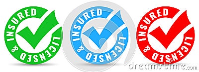 Licensed and Insured vector icon Vector Illustration