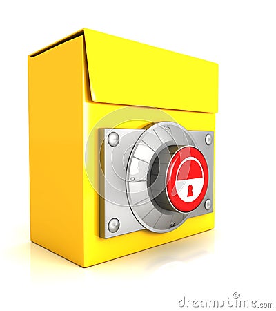 Licensed software box with combination lock Stock Photo