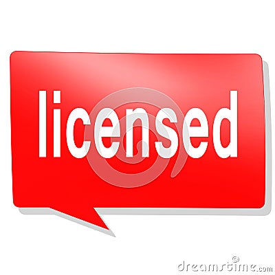 Licensed word on red speech bubble Stock Photo