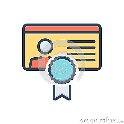 Color illustration icon for Licensing, id card and warranty Vector Illustration