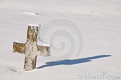 Lichen cross tombstone Stock Photo