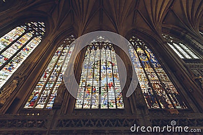 Interiors of Lichfield Cathedral - Lady Chapel Stained Glass Sou Stock Photo