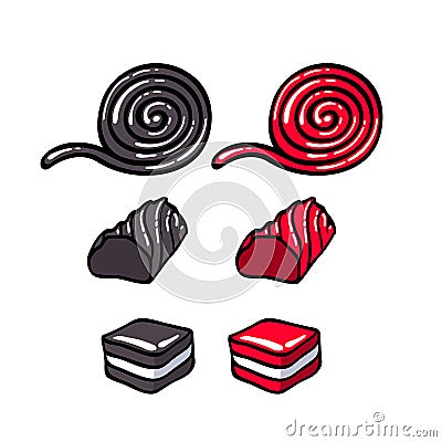 Licorice candies set vector illustration. Vector Illustration