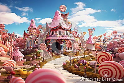 Licorice House beautiful candyland sweets fairytale background Stock Photo