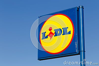 Lidl brand sign Editorial Stock Photo
