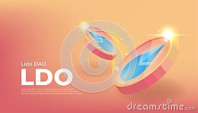Lido DAO LDO coin cryptocurrency concept banner background Vector Illustration