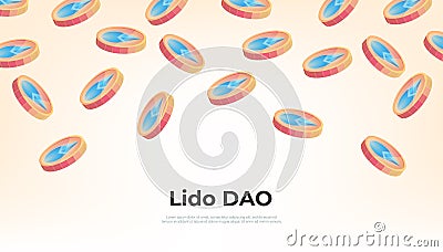 Lido DAO (LDO) coin falling from the sky. LDO cryptocurrency concept banner background Vector Illustration