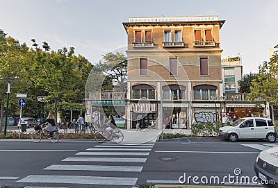 Lido Santa Maria Elisabetta street, Italy. Editorial Stock Photo