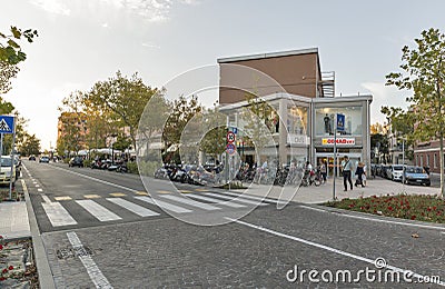 Lido Santa Maria Elisabetta street, Italy. Editorial Stock Photo