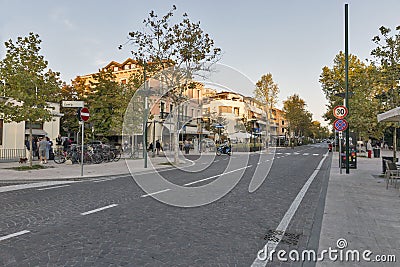 Lido Santa Maria Elisabetta street, Italy. Editorial Stock Photo