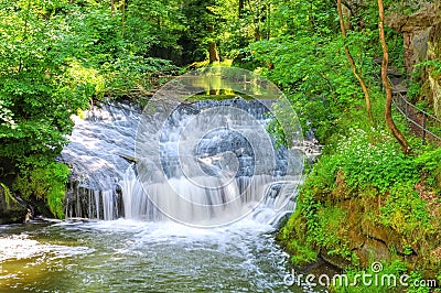 Liebethaler Grund Waterfall in Elbe Sandstone Mountains Stock Photo