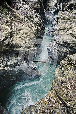 Liechtenstein Gorge - landmark attraction in Austria. Running water and rocks Stock Photo