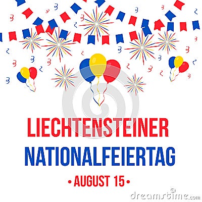Liechtenstein National Day lettering in German. Liechtenstein Independence Day typography poster. Vector template for banner, Vector Illustration