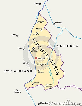 Liechtenstein Political Map Vector Illustration