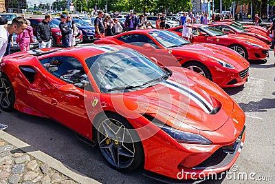 Liepaja, Latvia- July 20, 2023: European Ferrari car owners event and public car show, Ferrari F8 Editorial Stock Photo