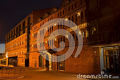 LIEPAJA, LATVIA - March, 2017: View of the Promenade Hotel in Liepaja at night Editorial Stock Photo