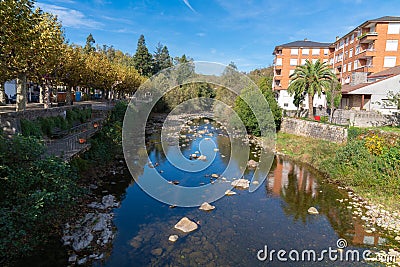 Lierganes Cantabria Spain pretty Spanish village with view of River Miera Stock Photo