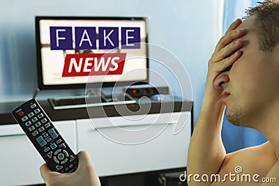 Lies of tv propaganda mainstream media disinformation, Stock Photo