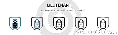 Lieutenant icon in filled, thin line, outline and stroke style. Vector illustration of two colored and black lieutenant vector Vector Illustration