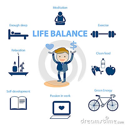 Life balance for well being concept illustration Vector Illustration