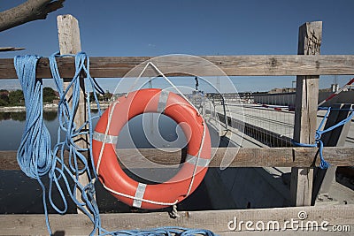 life belt against risks and hazards in seafaring Stock Photo