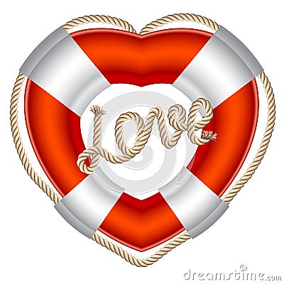 Life belt heart valentine Vector Illustration