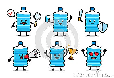 Set of water gallon character design vector Vector Illustration