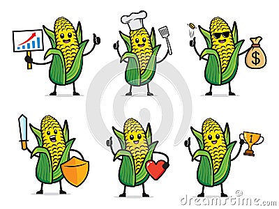 Set of corn character design vector Vector Illustration