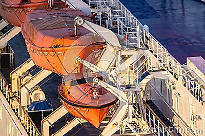 Life boats of a large ferry.. Editorial Stock Photo