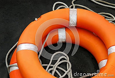 Life buoy on boat Stock Photo