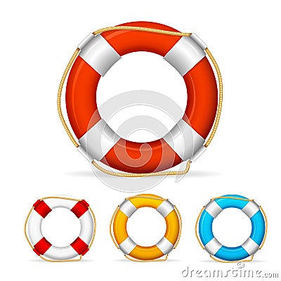 Life Buoy Color Set. Vector Vector Illustration