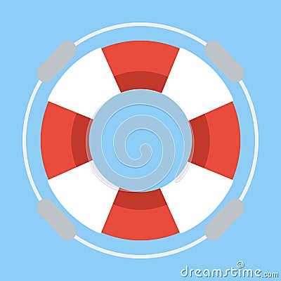 Life buoy on flat design. Vector Illustration