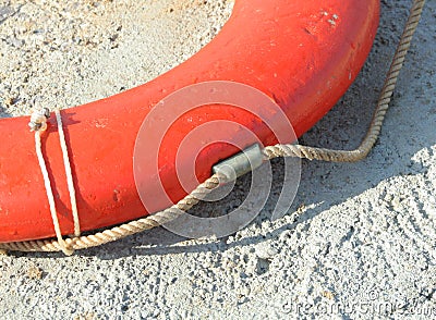 Life buoy sand Stock Photo