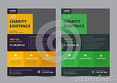 life charity flyer. promotional charity flyer. education flyer template Vector Illustration