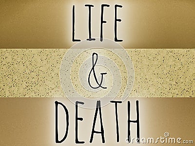 life and death cover page in black color text Stock Photo