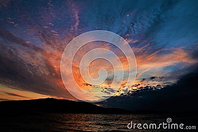 Life in the desert island Kornati - croatia sunset as painted Stock Photo