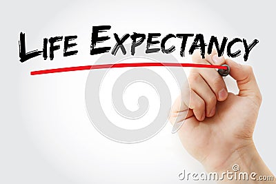 Life Expectancy text with marker Stock Photo