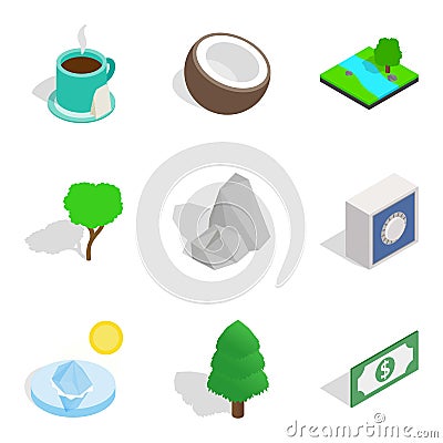 Life force icons set, isometric style Stock Photo